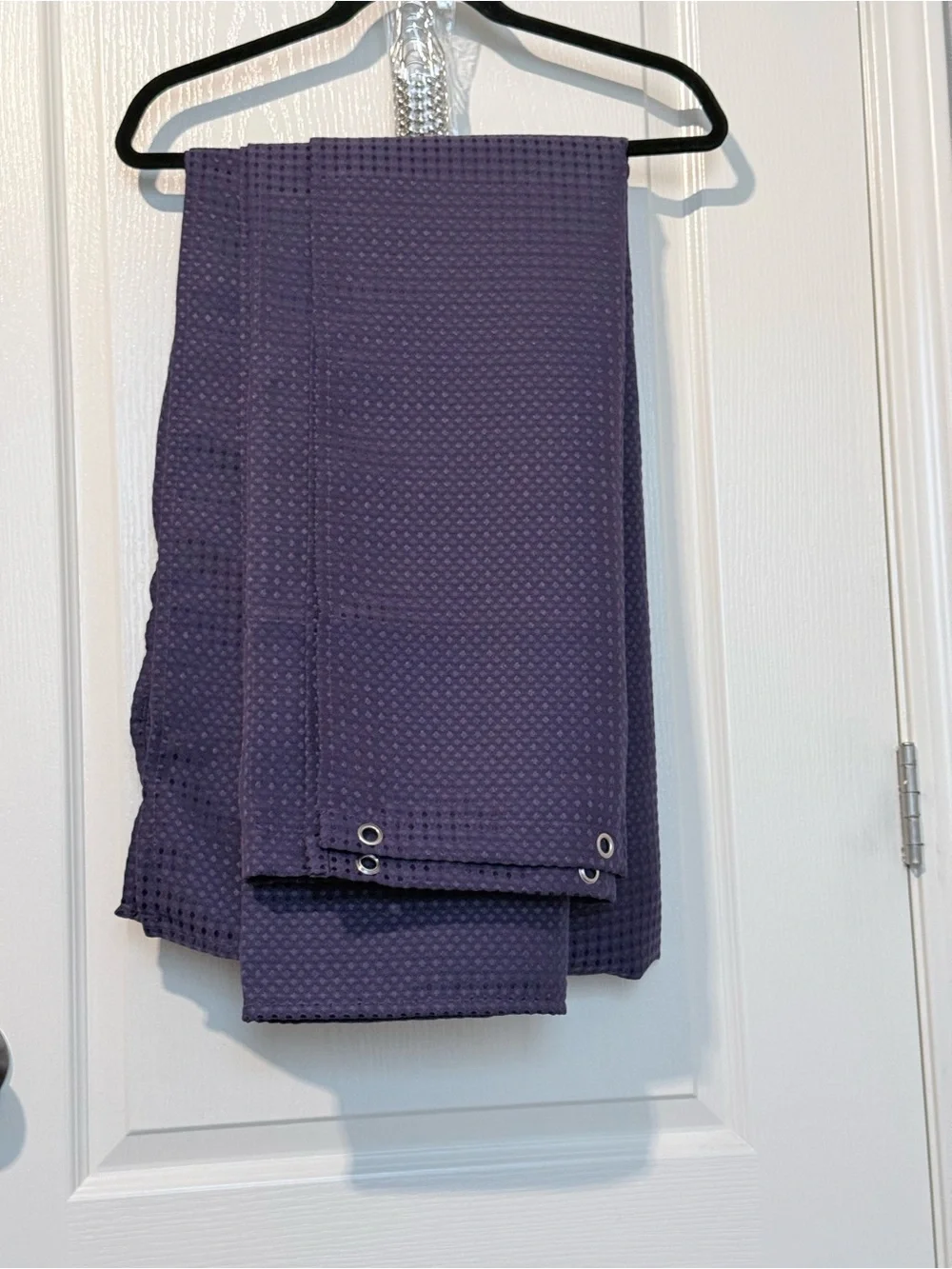 Waffle Weave Shower Curtain Panel in Deep Purple